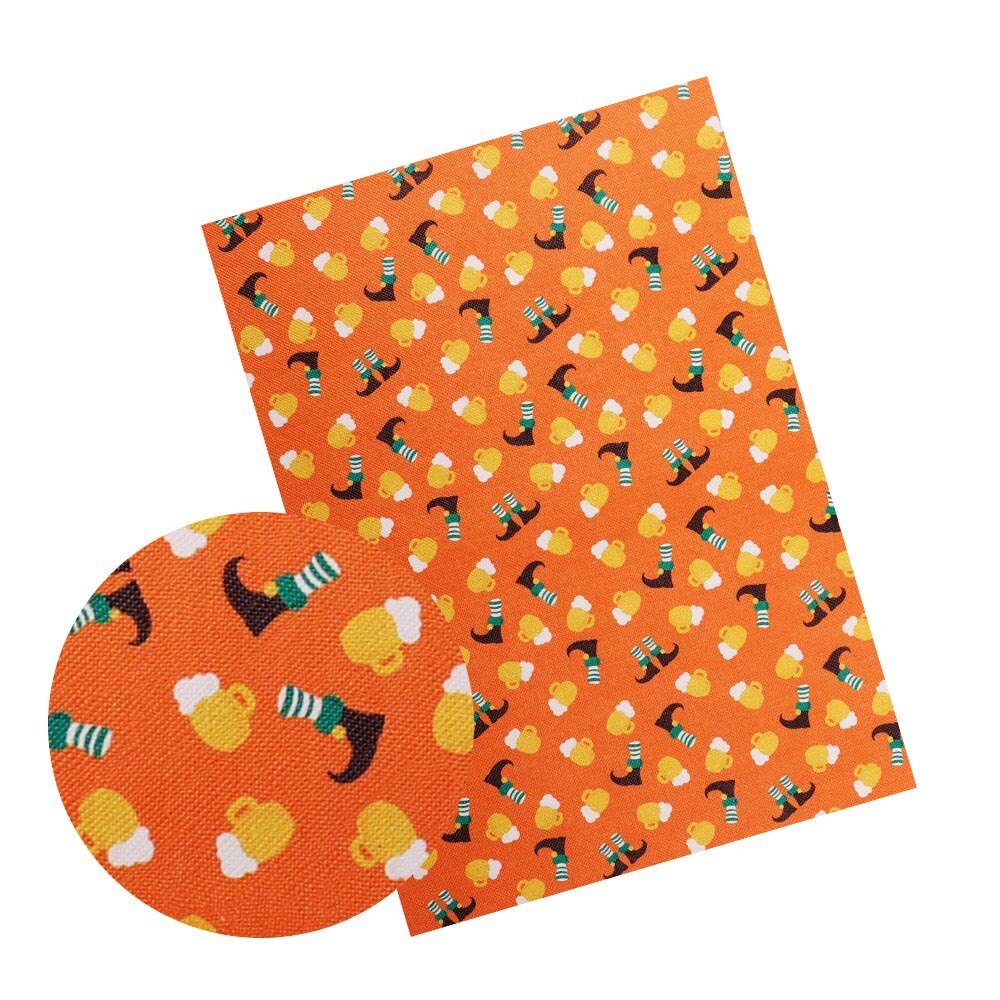 IBOWS 22*30cm Synthetisch Leer Stof St. Patrick Dag Faux Vinyl Leather Bedrukte Stof DIY Hairbow Ambachten Naaien materiaal: 01