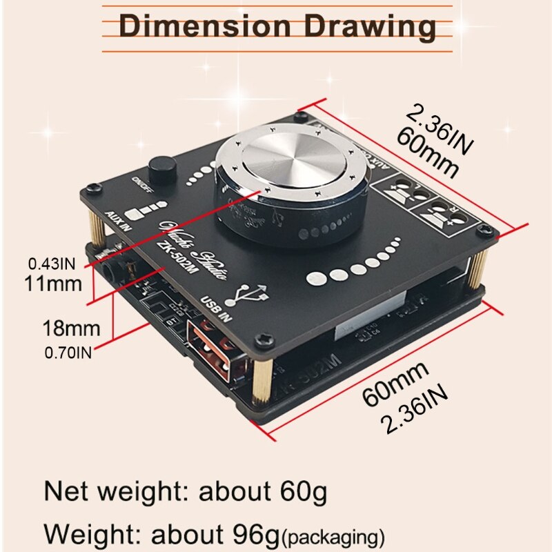 ZK-502M Versterker Boord Hifi 2.0 Stereo Bluetooth Digitale Versterker Module H054