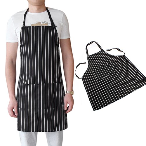 2 Zakken Nuttig Verstelbare Volwassen Zwarte Streep Bib Schort Met Twee Zakken Chef Ober Keuken Cook Huis &amp; Tuin Schort