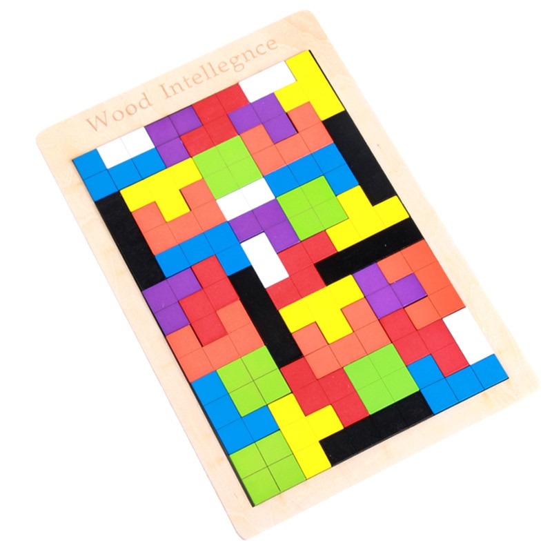 Houten Tetris Puzzel Speelgoed Voor Baby Kinderen Intellectuele Educatief Speelgoed Kinderen Kleurrijke Puzzel Speelgoed