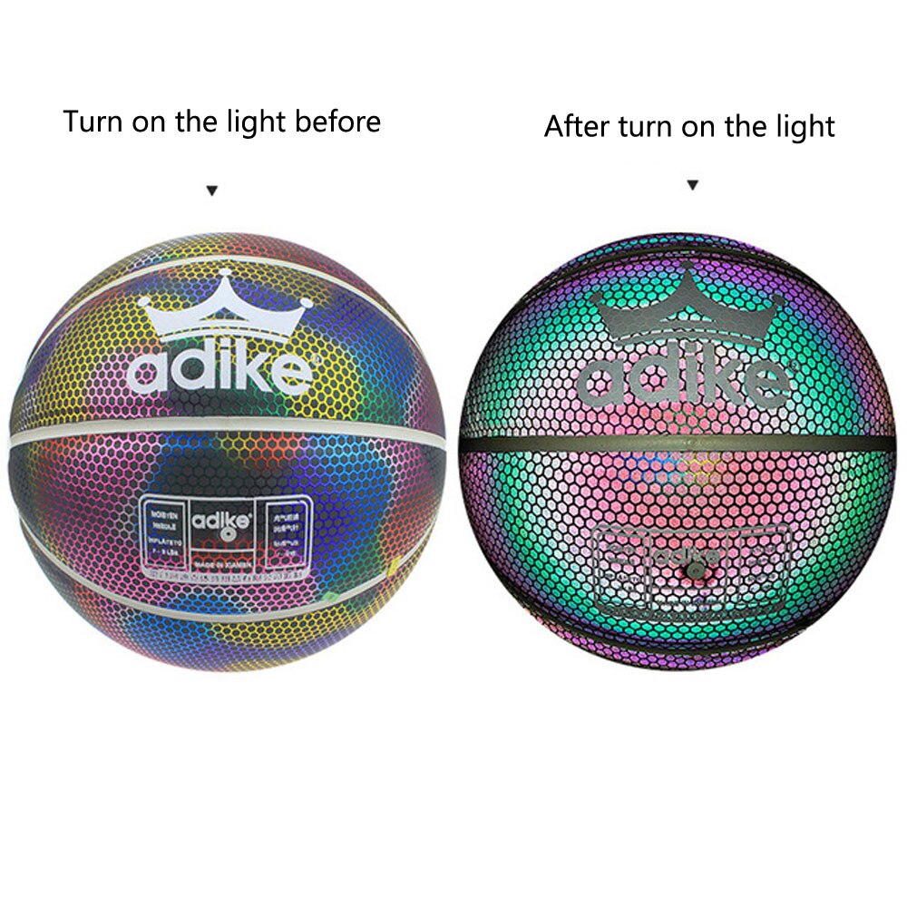 Luminous Basketball - Size 7 - Reflective - Leather - Night Glow: E