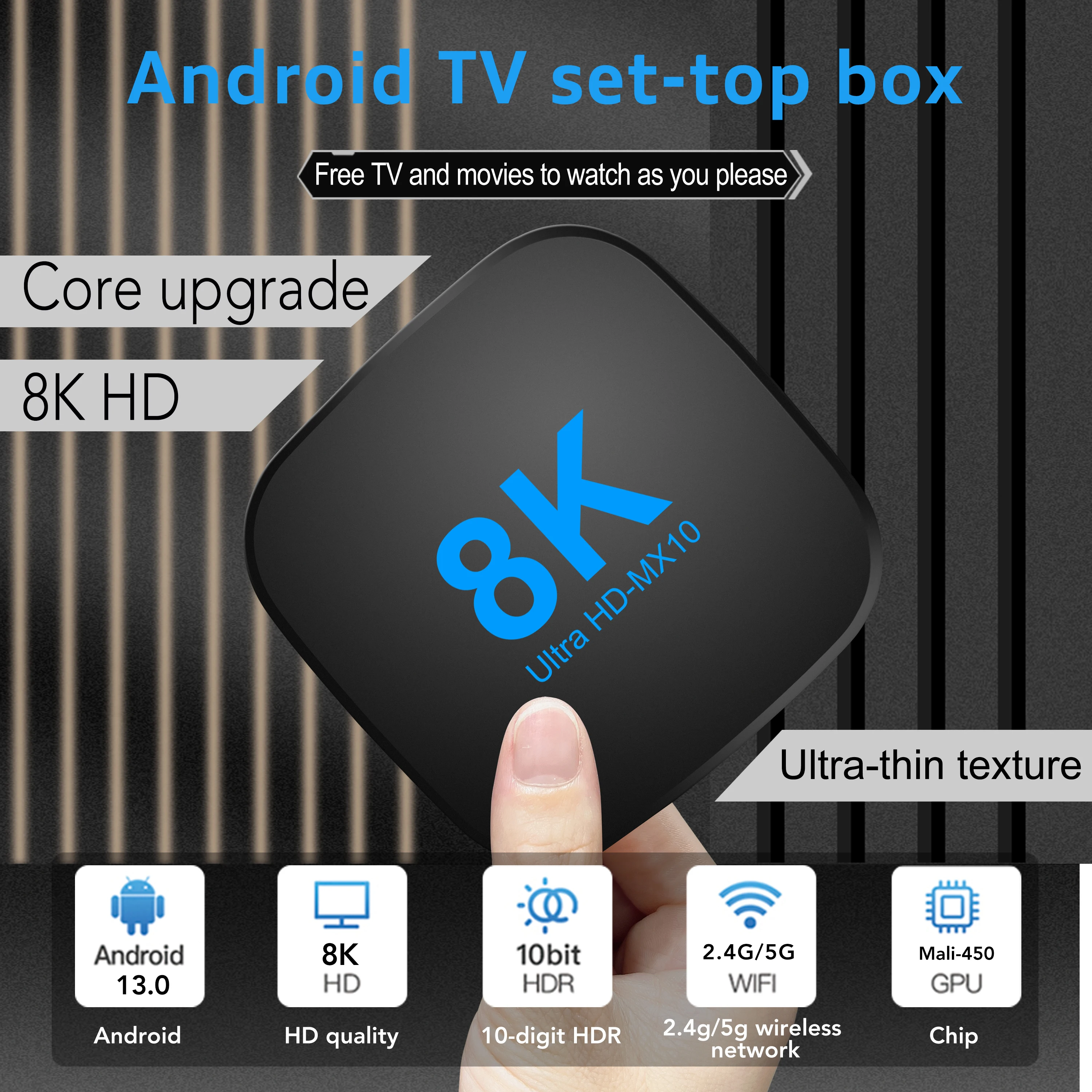 Transpeed android 13 tv- boks atv dual wi-fi med tv-apper, 8k video-  bt5.0+ rk3528 3d stemme-mediespiller, set-top-boks, fjernkontroll