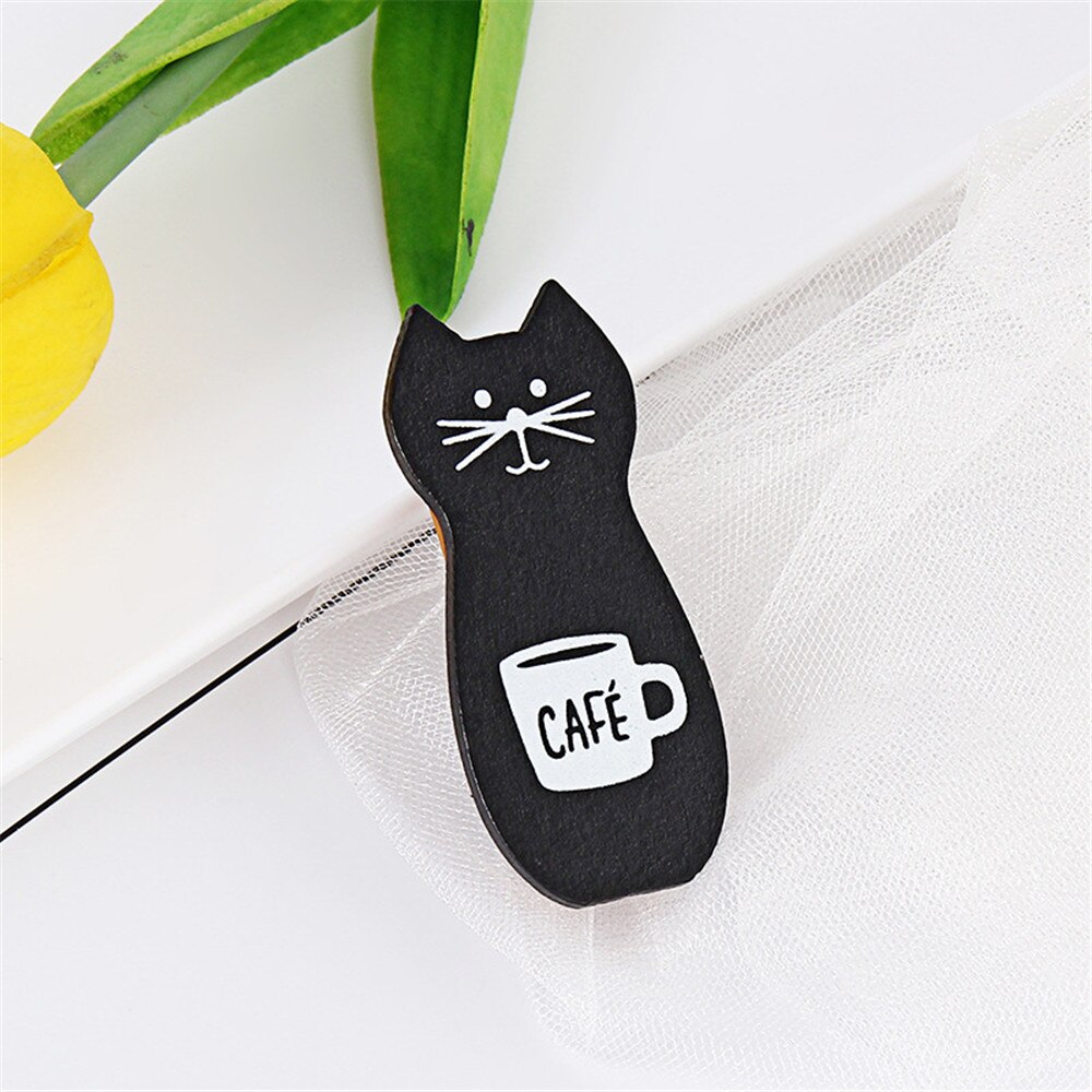 Juego de 4 unids/set de Clips de madera de gato de dibujos animados, Mini Clips de carpeta Kawaii para fotos, soporte para billetes, Clip de papel de dibujos animados, decoración del hogar