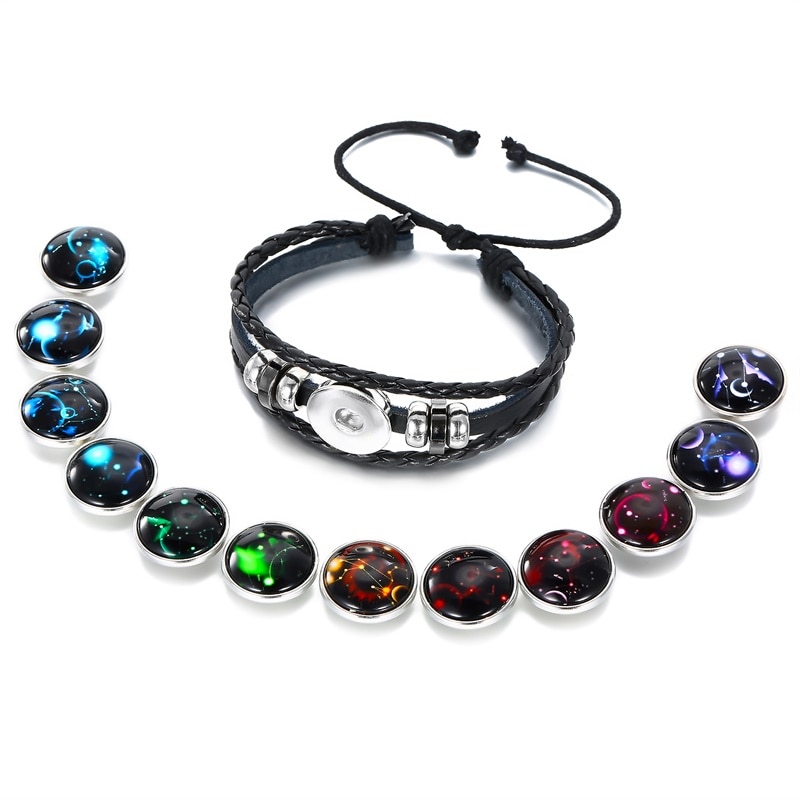 Ifmia 12 konstellationer læder stjernetegn med perler armbånd armbånd til mænd drenge smykker rejsetilbehør