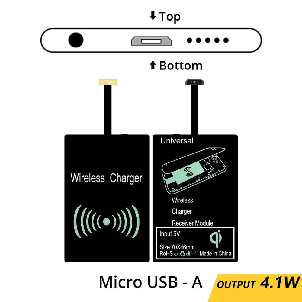 FONKEN Qi kabellos-ladegerät Ladung Empfänger Mikro USB Typ C Qi Drahtlose Ladegerät Ladung Pad Modul für Android praktisch: Micro USB A 4.1W