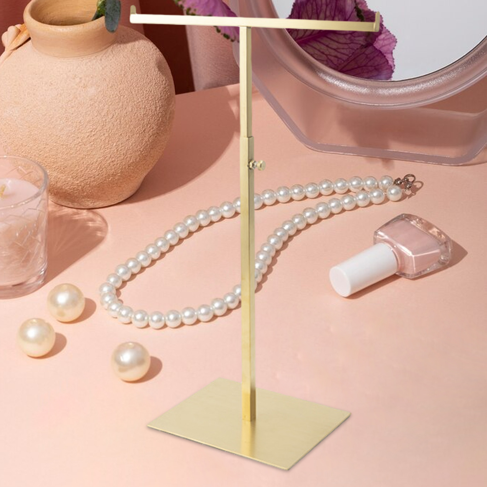 Handväsksdisplayställ garderobshyllor förnödenheter detaljhandelshylla halsduk handväskhållare t-bar hängande för hattväska armband halsband