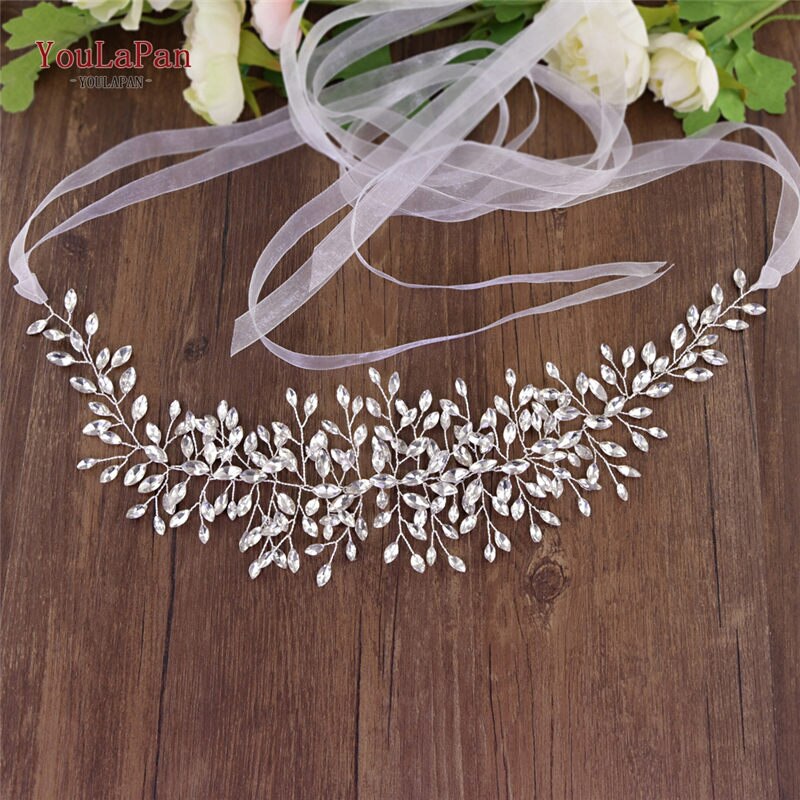 YouLaPan – ceinture pour robe de mariée, avec strass, en argent et diamant, rapide, SH237: White organza