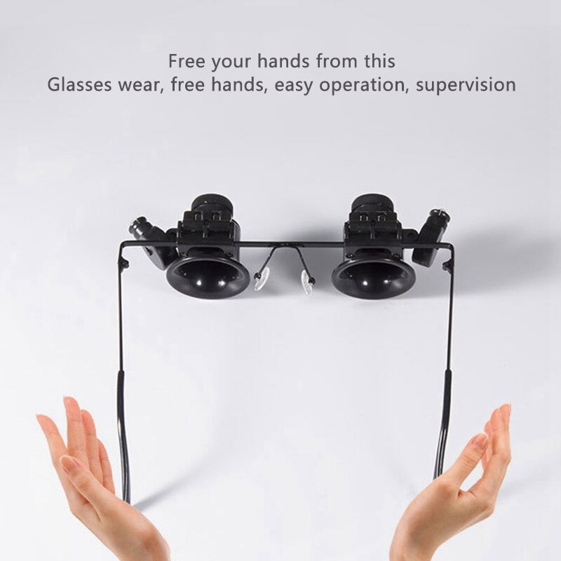 9892A-II 20X Bril Vergrootglas Verrekijker Met Led Licht Verstelbare Reparatie Vergrootglas