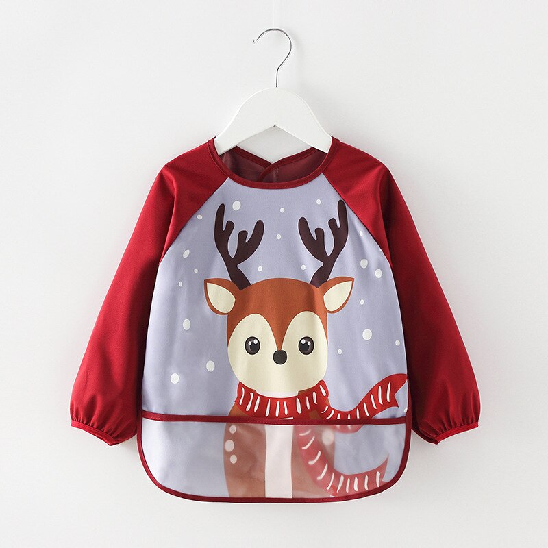 Bavoirs imperméables pour bébés, Bandana coloré de dessin animé pour enfants, bavettes d'alimentation, tablier de dessin à manches longues, accessoires pour bébés: Deer