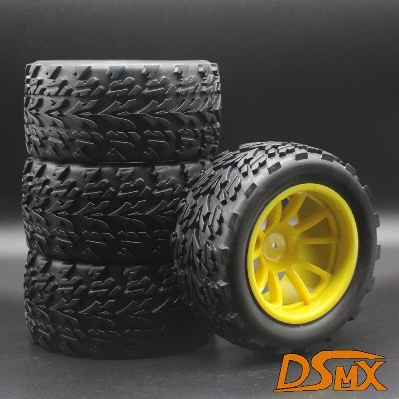 4pcs 1/10 Truck Bigfoot Tire Monster Bigfoot Truck Tire 115mm Diameter Hsp 94111 94108: Yellow