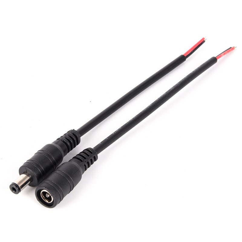 5Pair/lot Security Copper Wire 12V Male + Female DC Power Socket Jack Plug Connector Cable Wire 5.5*2.1MM