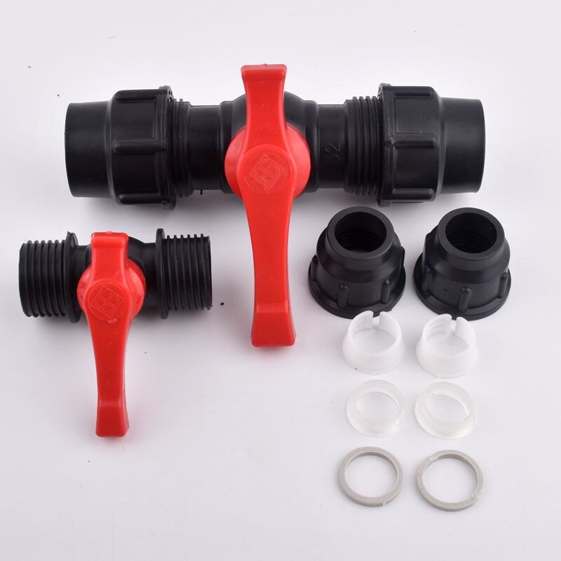 1Pc 20 ~ 63Mm Plastic Pe Valve Tuin Waterleiding Connector Kogelkraan Landbouw Irrigatiesysteem Fittings Quick joint Adapter