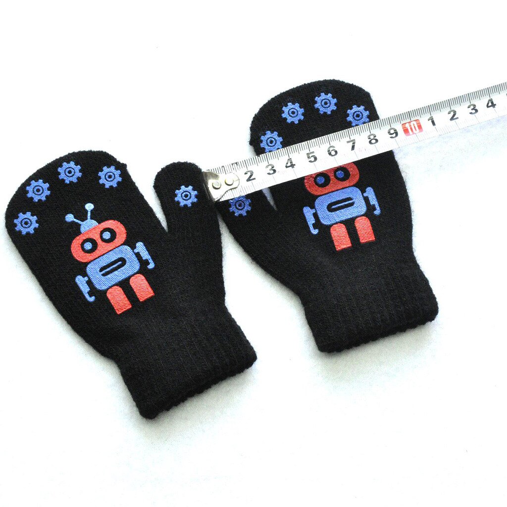 Enfants gants mignon Robot imprimer gants hiver tricot -né moufles épais enfants enfants garder le doigt au 1-4 ans