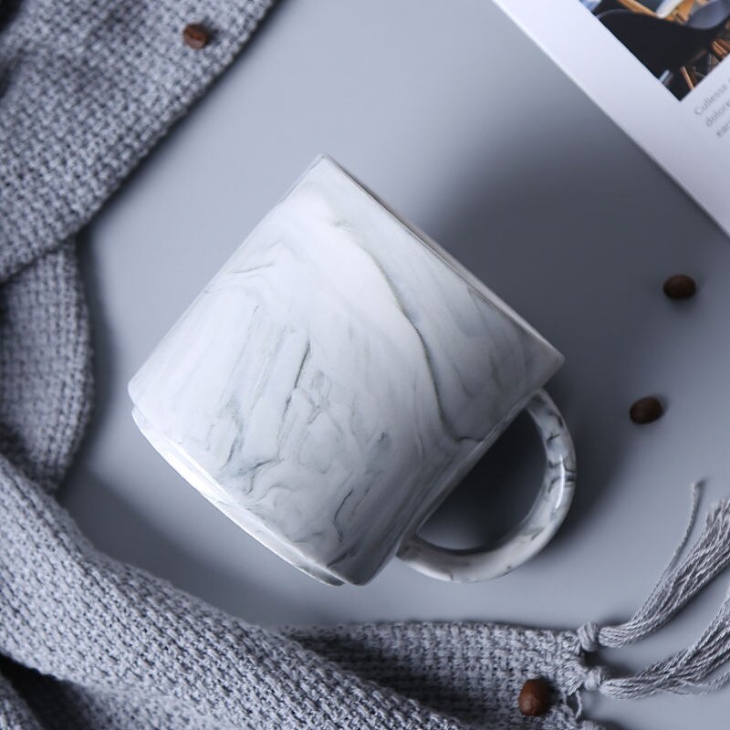 400ml marmor keramiska muggar rese kaffemugg mjölk tekoppar herr och fru muggar rosa grå frukost heminredning: A
