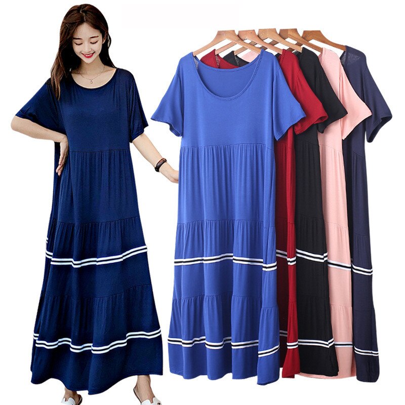 Oversize Ladys Modal Basic Nightgown Nightie Long Maternity Dress Home Dress Sleepwear Pregnant Night Shirt Loose Nightwear