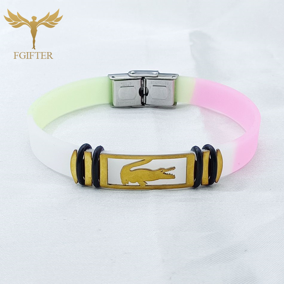 Bracelet accessoire Crocodile Reptile féroce, en acier inoxydable, en Silicone coloré, pour hommes et femmes, fournitures de fête, bijoux: 17cm / Rouge rouille