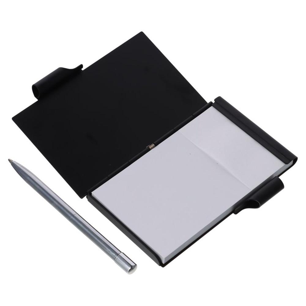 Pocket Notebook with Pen and Refillable Paper Portable Metal Mini Notepad Travel Notepad with Pen Holder for Office Home: WHITE
