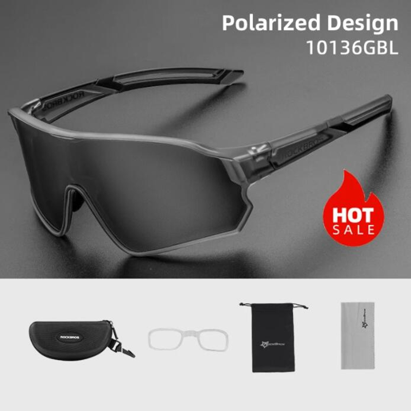 ROCKBROS-gafas de sol polarizadas con protección UV400 para ciclismo, lentes deportivas para bicicleta, senderismo, Camping, Golf: Blanco