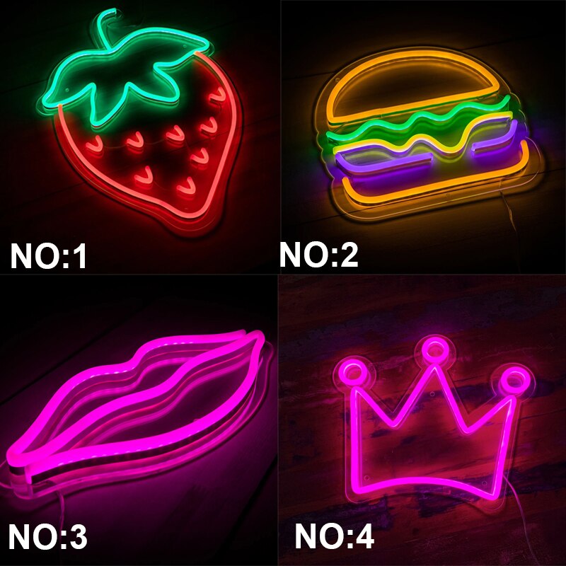 Neon Sign Alien Peach Shaped Wall Hanging Lights for Home Children's Room Ice Cream Night Lamps Xmas Party Art Decor