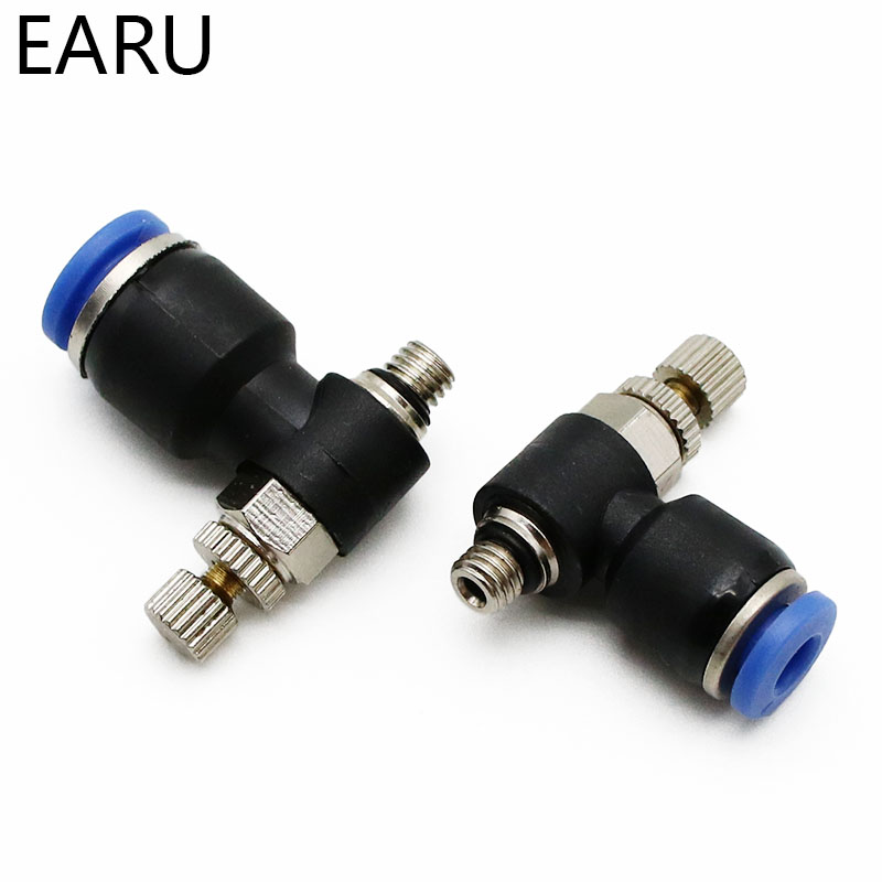 Pneumatischer Geschwindigkeitsdurchflussregler, 8 mm, 6 mm, 10 mm, 12 mm Außendurchmesser, Schlauchrohr, 1/4 Zoll BSP, 1/8 Zoll, 3/8 Zoll, 1/2 Zoll männliches Gas-Luftstrom-Endventil, Schnellmontage