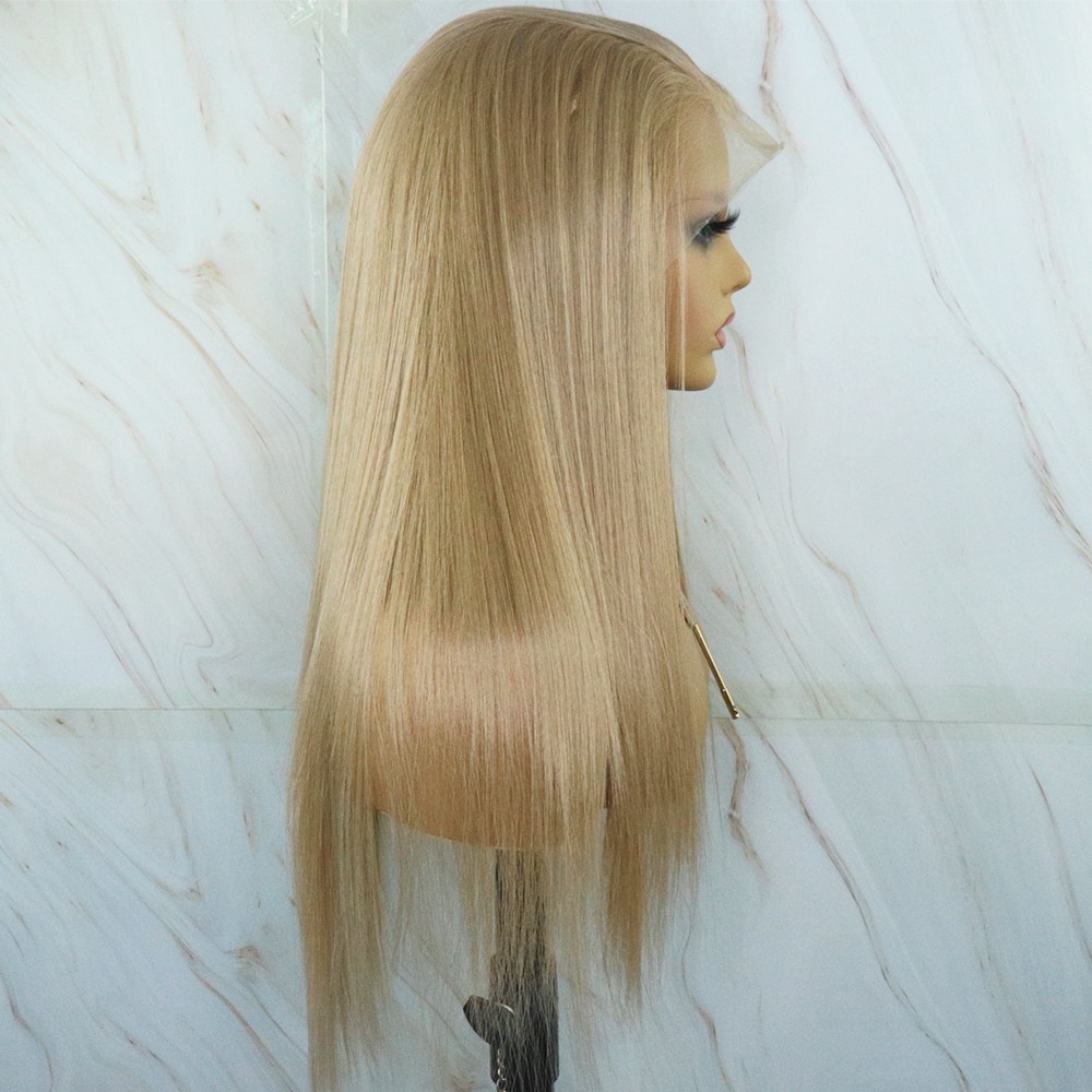 Beautiful Diary-Peluca de cabello sintético para mujeres negras, pelo largo y liso con parte en T, color rubio miel, peluca Frontal de encaje