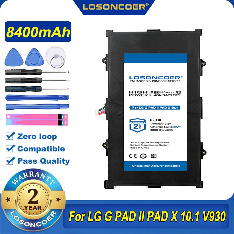 LOSONCOER-Batería de 8400mAh para Tablet PC, para LG G PAD II PAD X 10,1, V930, V935, BL-T18