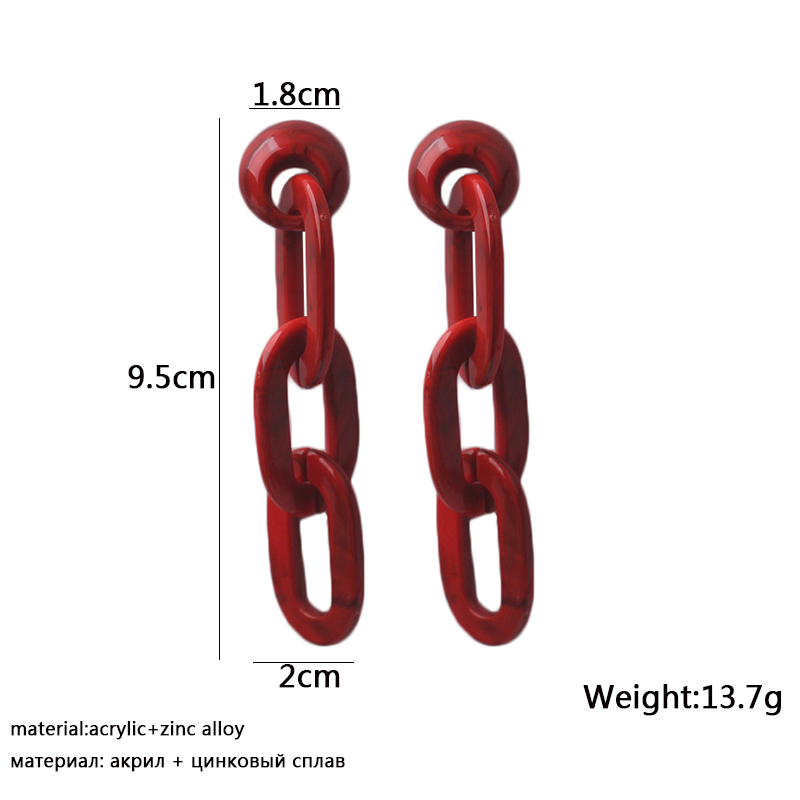 Grote Geometrische Bengelen Oorbellen Voor Vrouwen Overdreven Hollow Link Oorbellen Acryl Hars Oorbellen Minimalisme Oor Sieraden