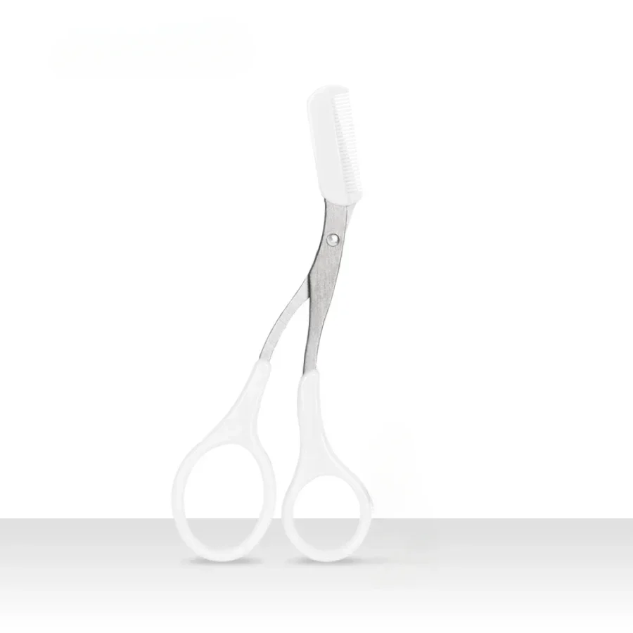 Forbici per sopracciglia nere sicure rifinitore per sopracciglia con pettine Rasoio per depilazione Sopracciglia Strumento per modellare il trucco Commercio tutto'ingrosso in acciaio inossidabile: bianca