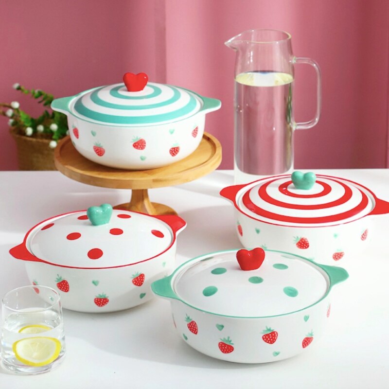 nordycki ceramiczna salaterka z pokrywką z uchwytem duża miska na owoce cukierki kolor zupa deserowa duża miska kuchenka mikrofalowa specjalna