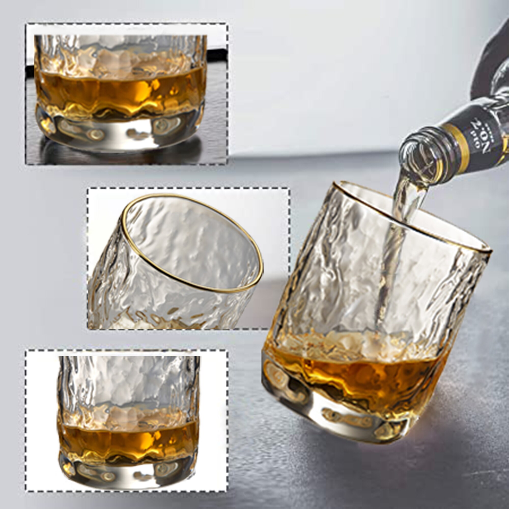 Old Fashioned Glasses, Whiskey Glasses Set of 4, 10 oz Rocks Lowball Bar Glasses For Scotch, Stemless Wine Glass