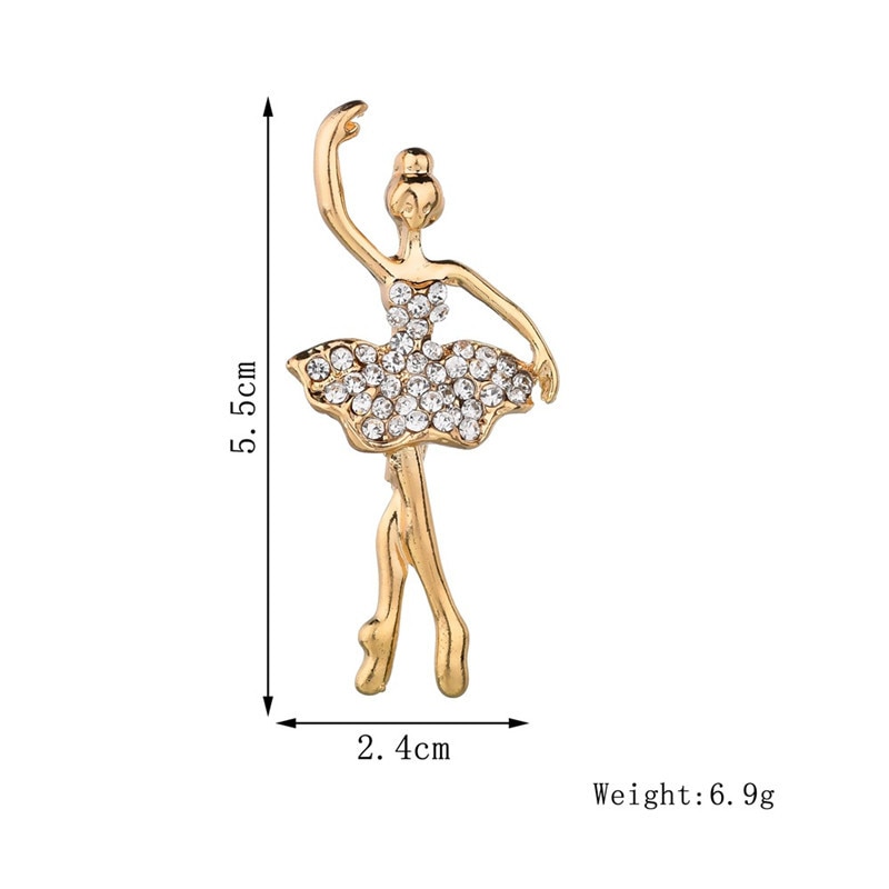 SexeMara Exquisite Stylish Multicolor Crystals Pretty Flower Skirt Ballet Dancer Ballerinas Brooch Women Girls Pins Broach