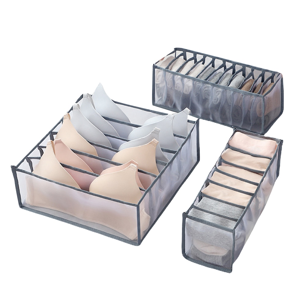 3 stuks opvouwbare opbergdozen, ondergoedkast, ladeverdeler, dekselkastorganizer, opbergdoos voor stropdassen, sokken, bh, slaapkamer