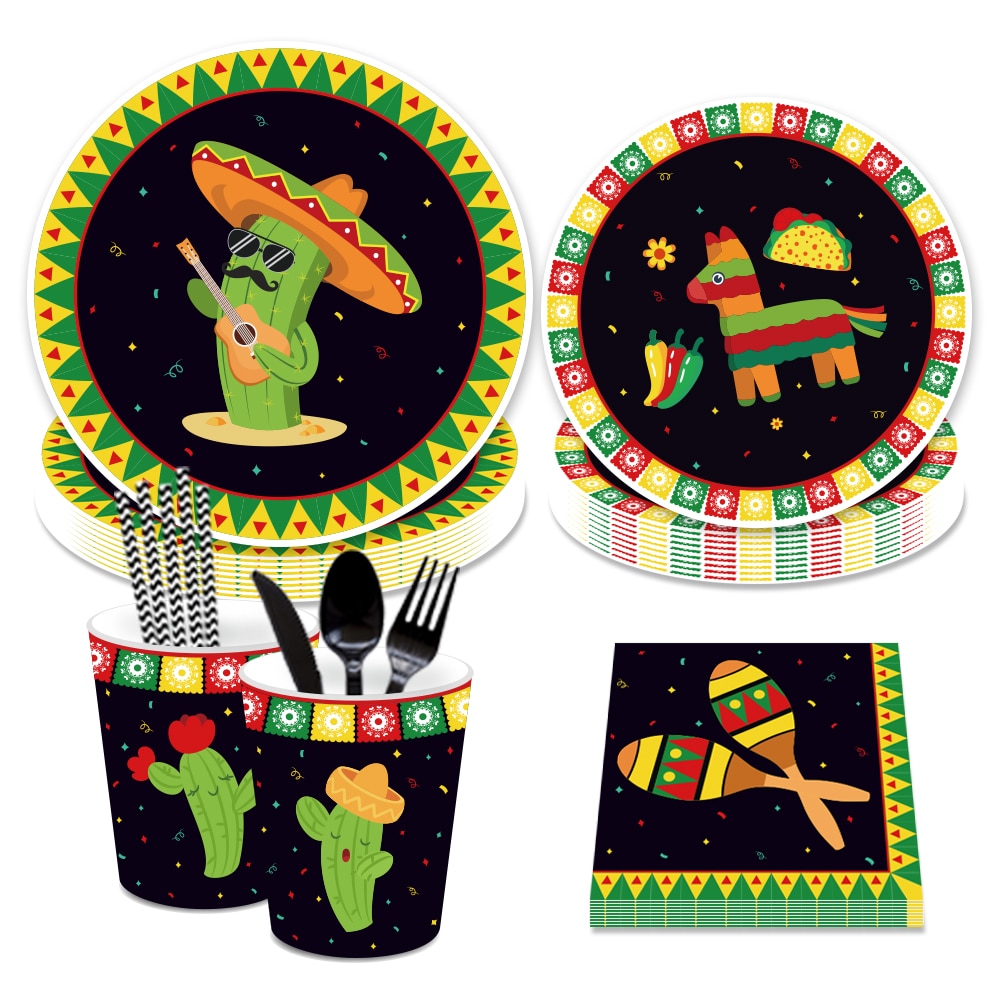 Mexicaanse Thema Wegwerp Servies Set Papier Plaat/Cups/Servetten Mexicaanse Party Decoraties Levert