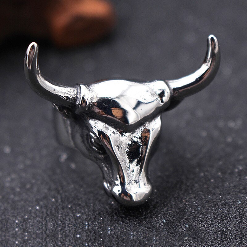 Anillo de acero inoxidable con cabeza de toro para hombre, joyería de , estilo Punk, 316L
