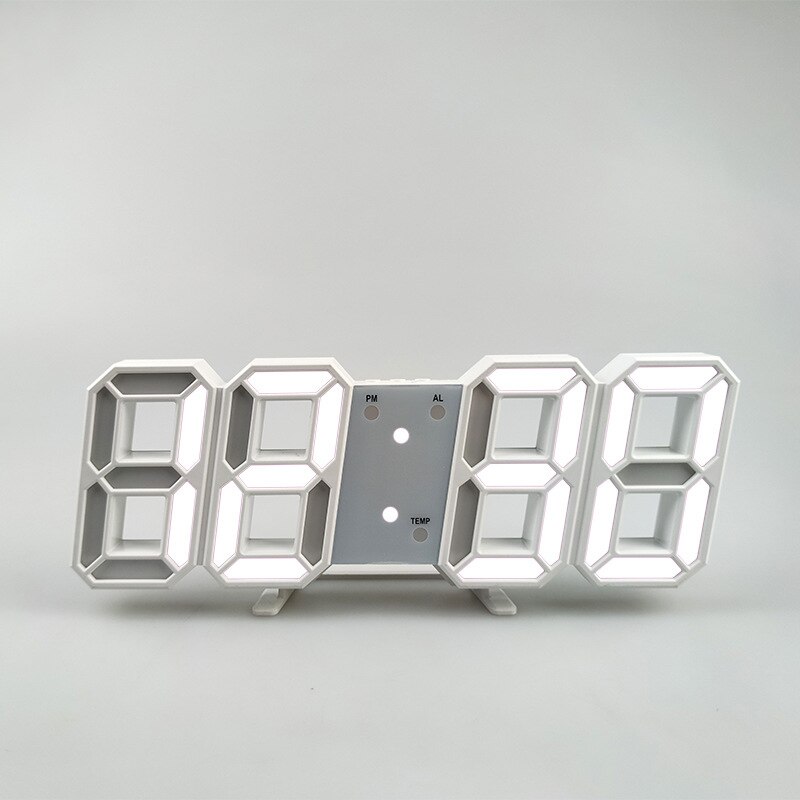 8 w kształcie USB tablica cyfrowa zegary zegar ścienny wyświetlacz czasu doprowadziło kreatywne zegarki 24 i 12-godzinny alarm z wyświetlaczem drzemki dekoracji domu: biały A