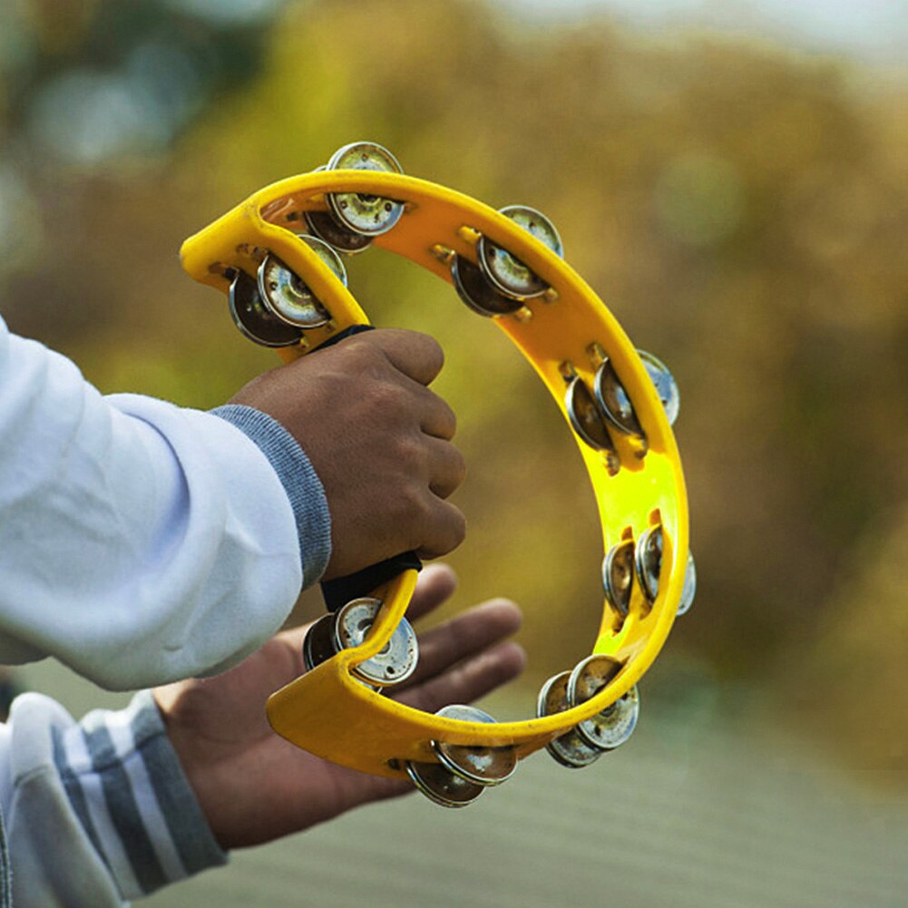 Round Percussion Double Row Handbell Tambourine Double Half Moon Tambourine Percussion Drum Party Game Baby Toy