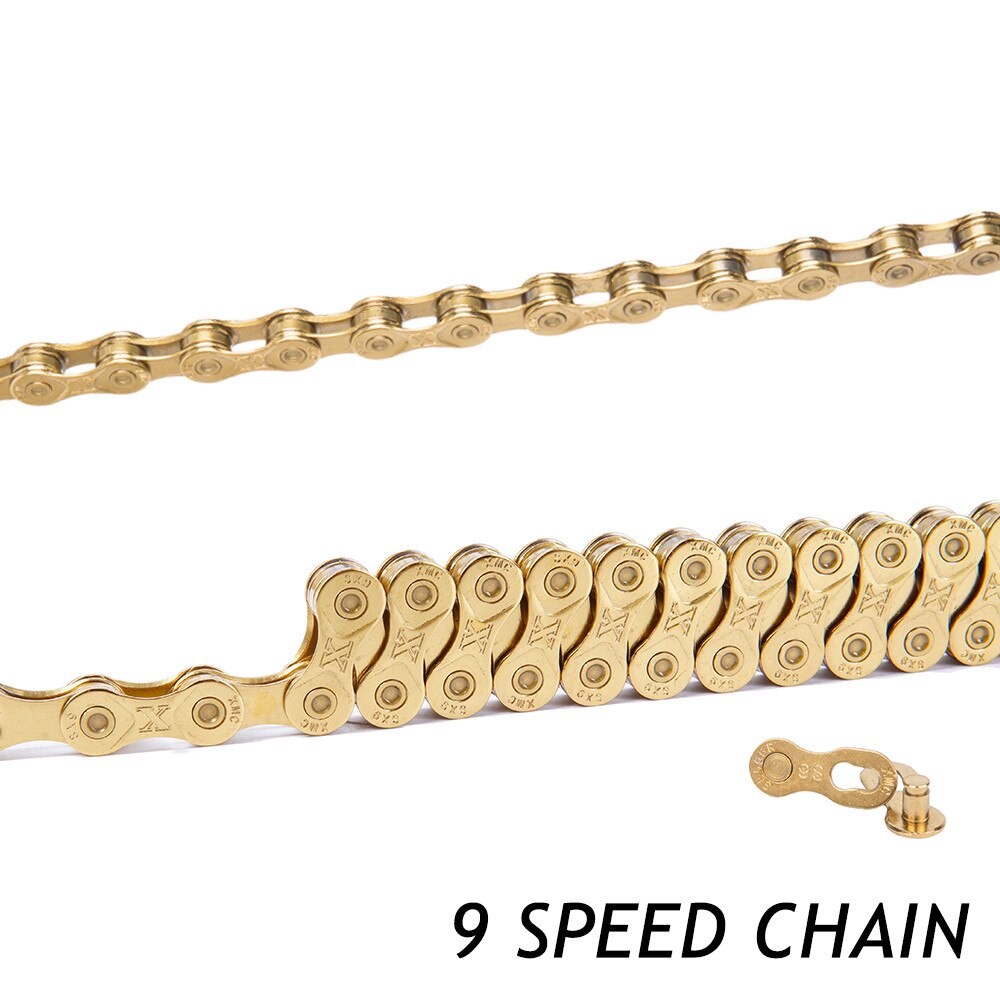 Bicycle chain 9 10 11 speed ultralight road bike mtb 9 10 11s chaine velo 116 links chian gold bicycle parts: ZT-9