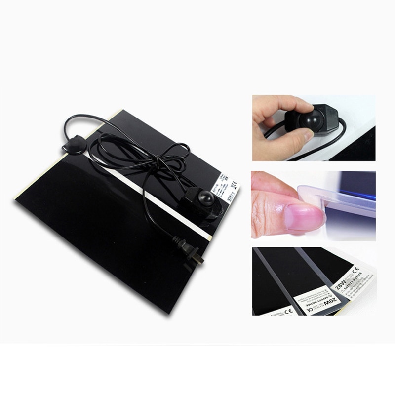 Tapete térmico para répteis, de escalada de 5-45w, almofada quente de aquecimento ajustável 28*28cm, controle de temperatura, tapete incubadora