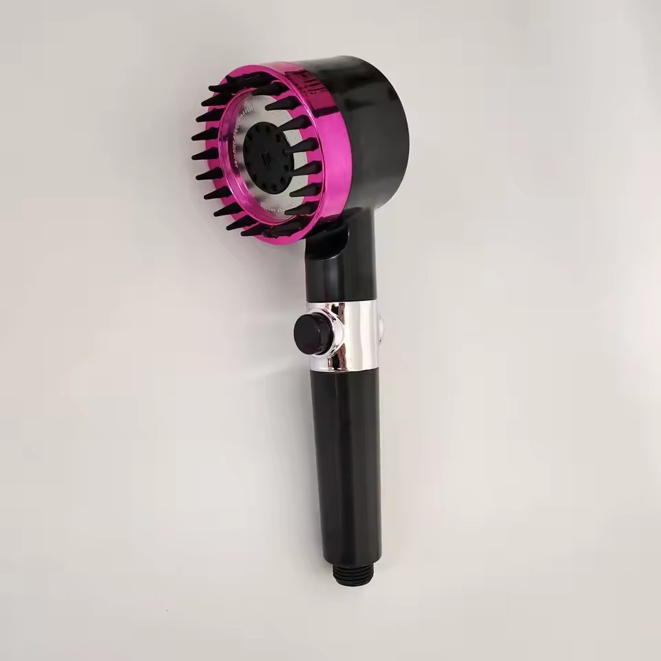 Douchefilter vier modi badkameraccessoires hoofdmassage douchekop vervangen voor douchekoppen knoppen douches onderdelen armatuur thuis: Black