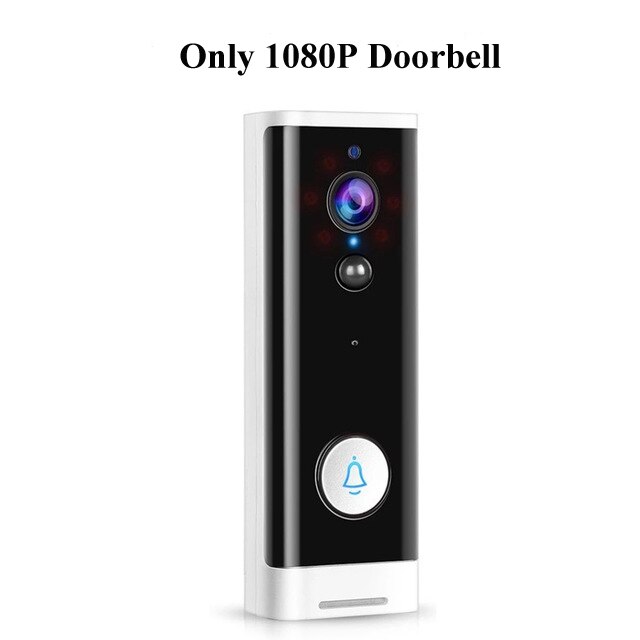 1080p hd wifi video dørklokke vandtæt trådløst smart kamera dørklokke nattesyn tuya app kontrol smart hjem sikkerhedskamera: Mulighed 1 / Eu-stik