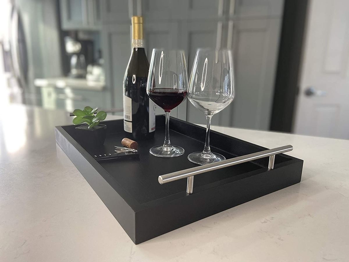 Decorative Coffee Table Tray With Metal Handle -breakfast Bed TV Remote Control Tray Dinner Plates