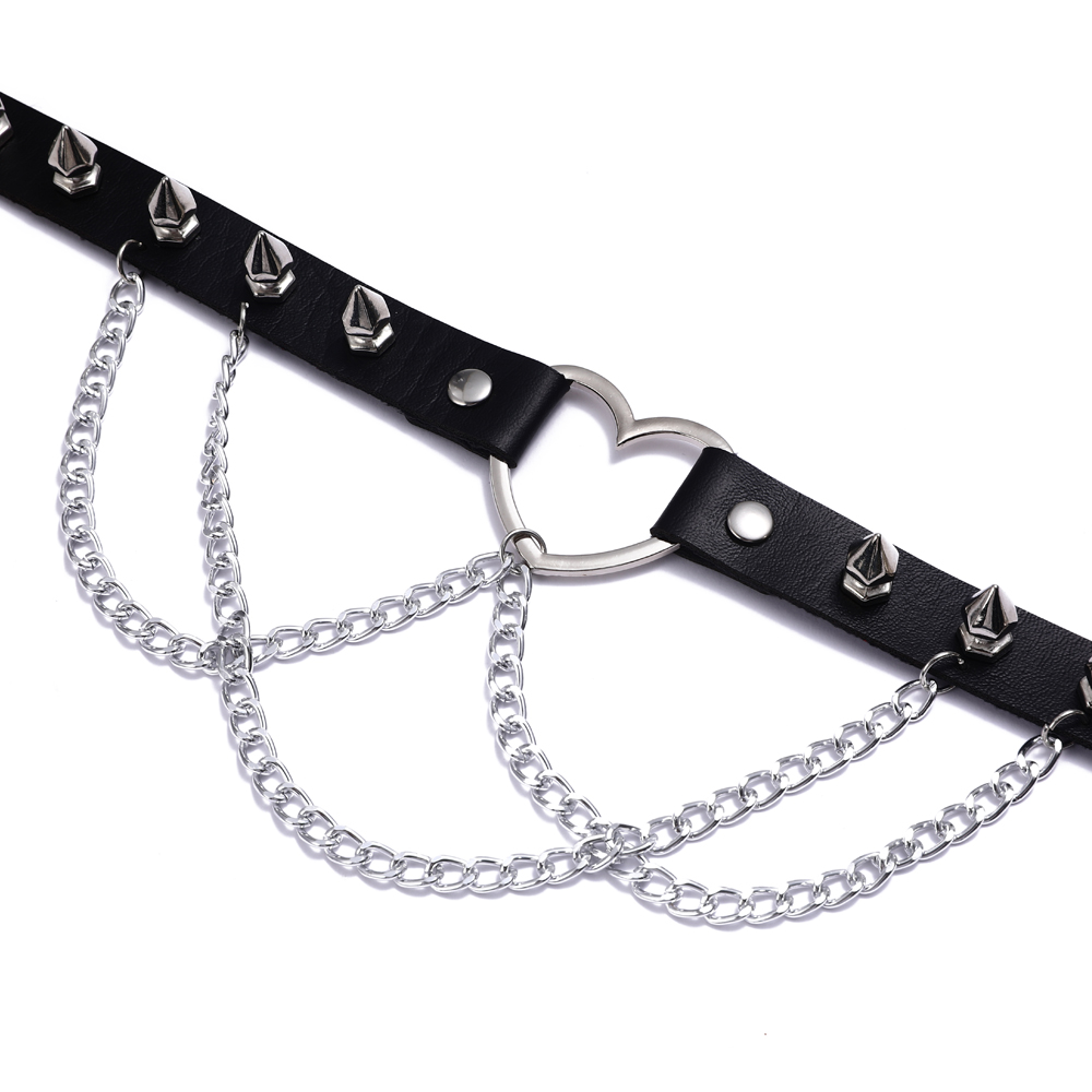 Gargantilla Punk con pinchos para mujer y niña, gargantilla de corazón gótico con cadena de cuero, joyería, accesorios góticos