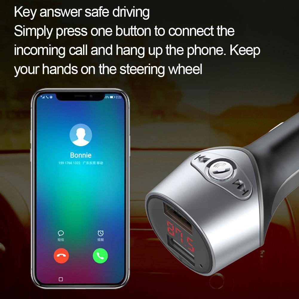 Car Mp3 Multifunctional C5 Bluetooth Player Bluetooth Car disk Hands-free Dual Charger playback USB3.1A charging/U 5.0 Blue D0Y6
