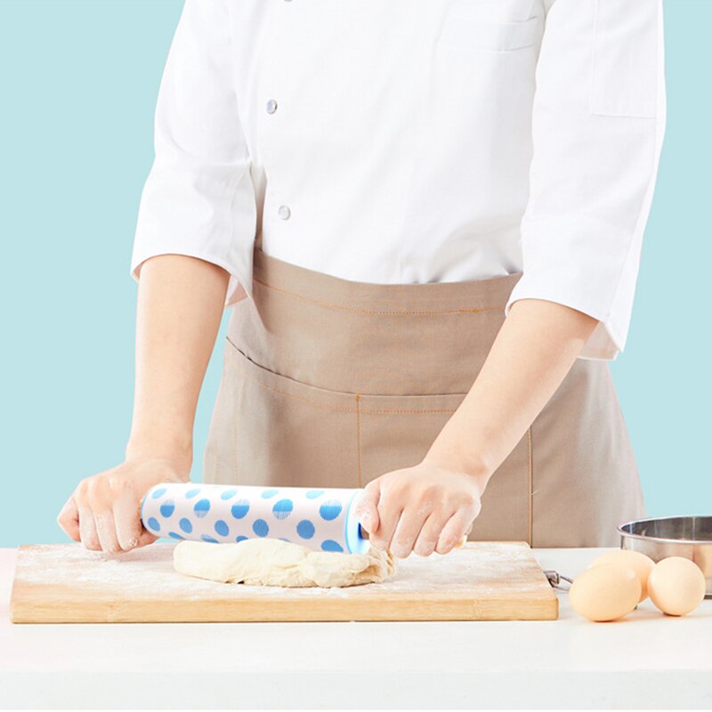 Rodillo de silicona antiadherente con mango de madera, rodillo para masa y harina, utensilios de cocina para hornear, 12 pulgadas,