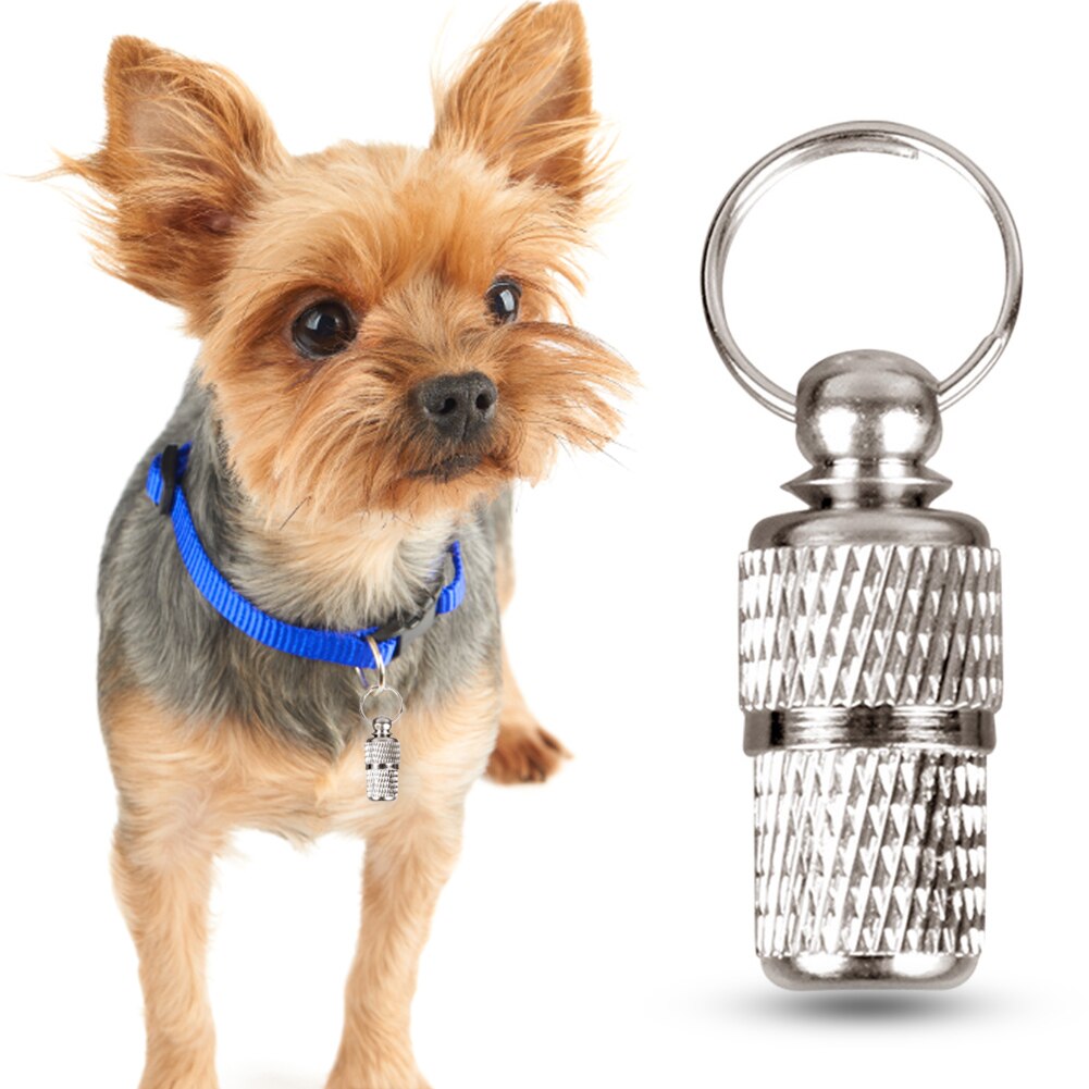 Placa de identificación plateada para perros y gatos, etiqueta de nombre antipérdida, Collar de tubo de identidad, productos para mascotas, accesorios para perros