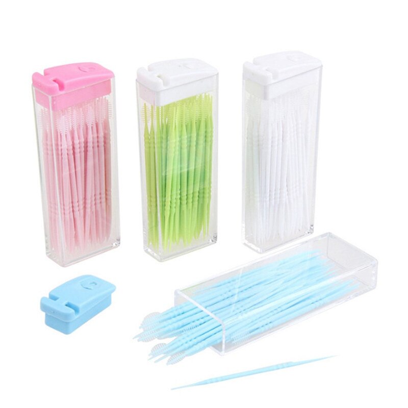 50 Stuks Draagbare Dubbele Hoofd Borstel Tand Picks Plastic Interdentale Tandenstoker Borstel Thuis Hotel Dental Picks Oral Care