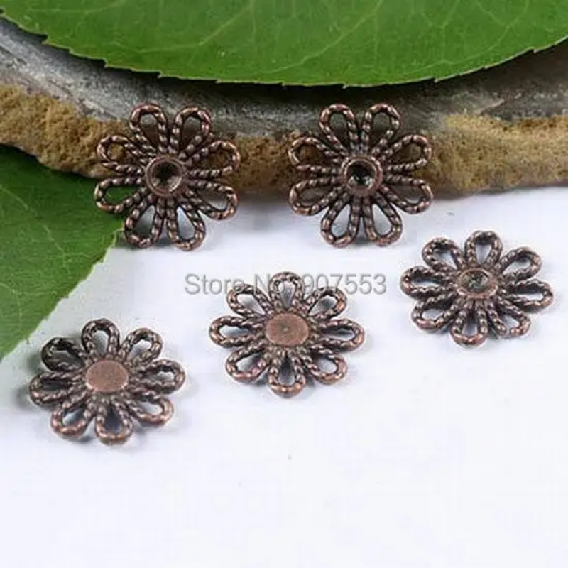 Abalorios de plata tibetana, accesorio de color dorado oscuro, flor de Margarita, 60 piezas, 13mm, H1918, H3546, H0580