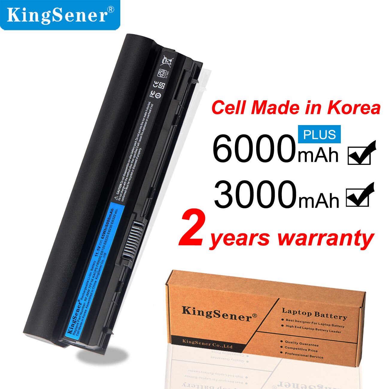 KingSener 11.1V 6000mAh RFJMW 7FF1K Laptop Battery For DELL Latitude E6320 E6330 E6220 E6230 E6120 FRR0G KJ321 K4CP5 J79X4