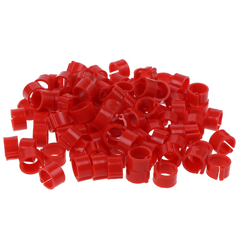 100Pcs Inner Diameter 8mm Pigeon Leg Poultry Dove Bird Parrot Clip Rings: Red