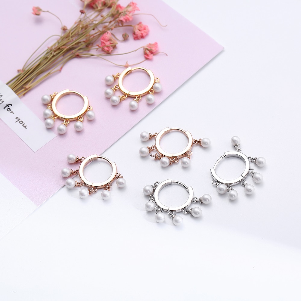 Koreanske naturlige ferskvandsperle guld sølvfarvede hoop øreringe til kvinder små cirkel perler øreringe smykker tilbehør
